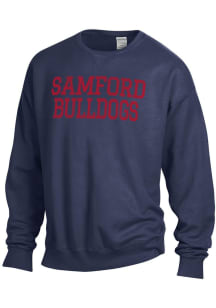 ComfortWash Samford University Bulldogs Mens Blue Garment Dyed Long Sleeve Crew Sweatshirt