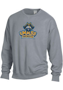 ComfortWash University of Massachusetts Dartmouth Mens Charcoal Garment Dyed Long Sleeve Crew Swea..
