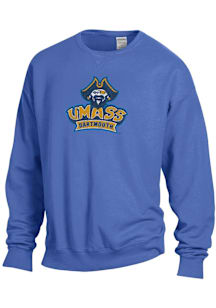 ComfortWash University of Massachusetts Dartmouth Mens Blue Garment Dyed Long Sleeve Crew Sweatshi..