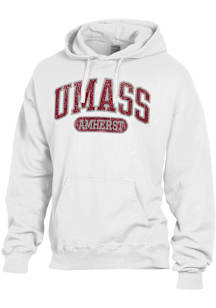 ComfortWash Massachusetts Minutemen Mens White Distressed Garment Dyed Long Sleeve Hoodie