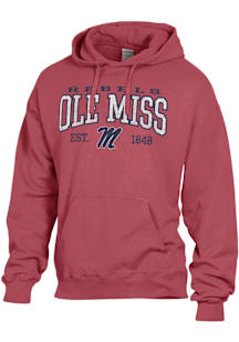 ComfortWash Ole Miss Rebels Mens Crimson Garment Dyed Long Sleeve Hoodie