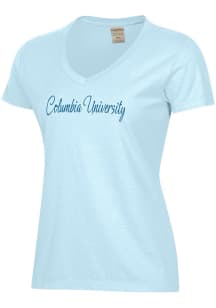 ComfortWash Columbia College Cougars Womens Blue Script Garment Dyed Short Sleeve T-Shirt