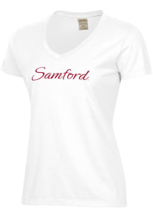 ComfortWash Samford University Bulldogs Womens White Script Garment Dyed Short Sleeve T-Shirt