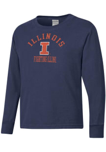 Youth Illinois Fighting Illini Blue ComfortWash Garment Dyed Long Sleeve T-Shirt