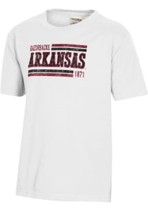 ComfortWash Arkansas Razorbacks Youth White Garment Dyed Short Sleeve T-Shirt