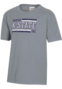 Youth K-State Wildcats Charcoal ComfortWash Garment Dyed Short Sleeve T-Shirt