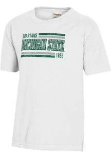 Youth Michigan State Spartans White ComfortWash Garment Dyed Short Sleeve T-Shirt