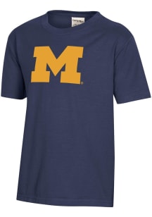 ComfortWash Michigan Wolverines Youth Blue Garment Dyed Short Sleeve T-Shirt