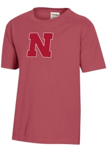 Youth Nebraska Cornhuskers Crimson ComfortWash Garment Dyed Short Sleeve T-Shirt