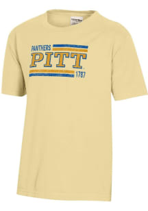 Youth Pitt Panthers Yellow ComfortWash Garment Dyed Short Sleeve T-Shirt