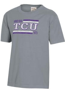 ComfortWash TCU Horned Frogs Youth Grey Garment Dyed Short Sleeve T-Shirt