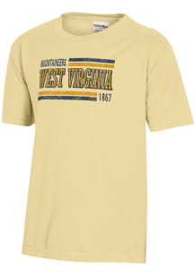 ComfortWash West Virginia Mountaineers Youth Yellow Garment Dyed Short Sleeve T-Shirt