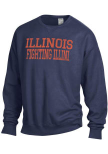 Mens Illinois Fighting Illini Blue ComfortWash Garment Dyed Crew Sweatshirt