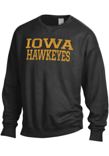 Mens Iowa Hawkeyes Black ComfortWash Garment Dyed Crew Sweatshirt