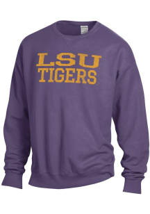 ComfortWash LSU Tigers Mens Purple Garment Dyed Long Sleeve Crew Sweatshirt