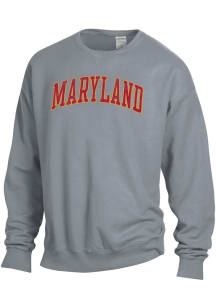 ComfortWash Maryland Terrapins Mens Charcoal Garment Dyed Long Sleeve Crew Sweatshirt