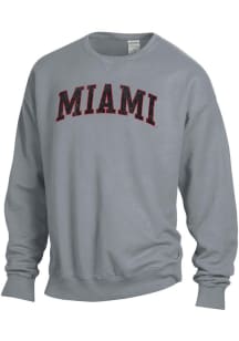 ComfortWash Miami RedHawks Mens Charcoal Garment Dyed Long Sleeve Crew Sweatshirt