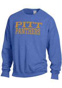 ComfortWash Pitt Panthers Mens Blue Garment Dyed Long Sleeve Crew Sweatshirt