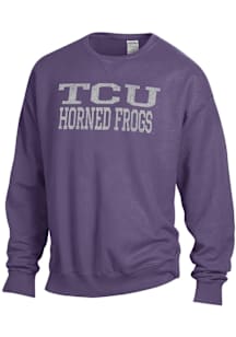 ComfortWash TCU Horned Frogs Mens Purple Garment Dyed Long Sleeve Crew Sweatshirt