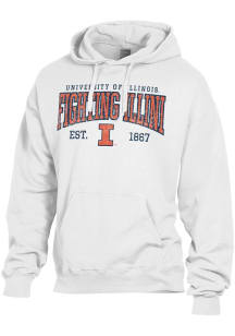 Mens Illinois Fighting Illini White ComfortWash Garment Dyed Hooded Sweatshirt