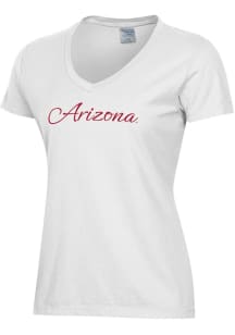 ComfortWash Arizona Wildcats Womens White Script Garment Dyed Short Sleeve T-Shirt