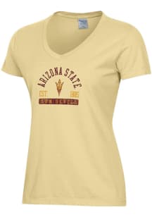 ComfortWash Arizona State Sun Devils Womens Yellow Garment Dyed Short Sleeve T-Shirt