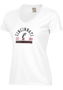 ComfortWash Cincinnati Bearcats Womens White Garment Dyed Short Sleeve T-Shirt