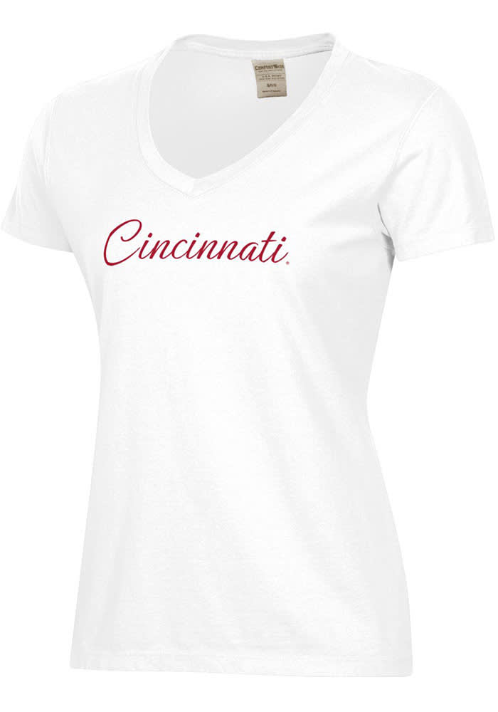 ComfortWash Cincinnati Bearcats Womens White Script Garment Dyed Short Sleeve T-Shirt