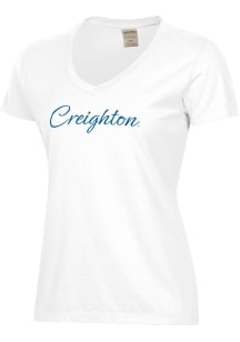 ComfortWash Creighton Bluejays Womens White Garment Dyed Short Sleeve T-Shirt