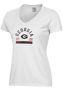 ComfortWash Georgia Bulldogs Womens White Garment Dyed Short Sleeve T-Shirt
