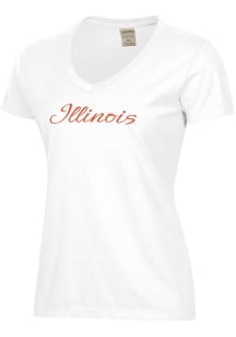 Illinois Fighting Illini White ComfortWash Script Garment Dyed Short Sleeve T-Shirt