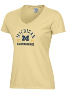 ComfortWash Michigan Wolverines Womens Yellow Garment Dyed Short Sleeve T-Shirt