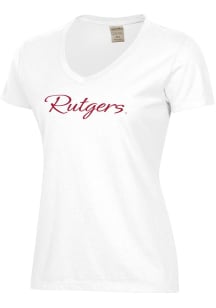 Rutgers Scarlet Knights White ComfortWash Script Garment Dyed Short Sleeve T-Shirt