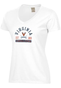 ComfortWash Virginia Cavaliers Womens White Garment Dyed Short Sleeve T-Shirt