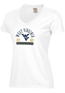 ComfortWash West Virginia Mountaineers Womens White Garment Dyed Short Sleeve T-Shirt