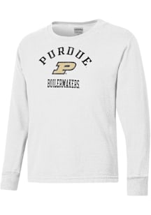 ComfortWash Purdue Boilermakers Youth White Garment Dyed Long Sleeve T-Shirt