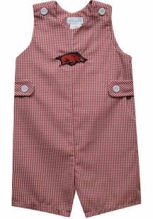 Vive La Fete Arkansas Razorbacks Toddler Cardinal Gingham Overalls