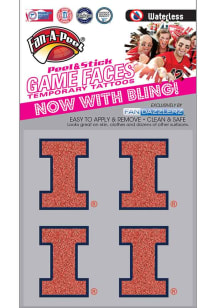 Orange Illinois Fighting Illini 4pk Glitter Tattoo