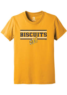 Summit Sportswear Montgomery Biscuits Youth Gold Double Bars Short Sleeve T-Shirt