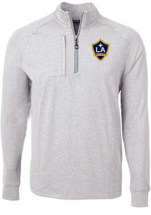 Cutter and Buck LA Galaxy Mens Grey Adapt Eco Knit Big and Tall Qtr Zip
