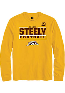 Braden Steely Western Michigan Broncos Gold Football NIL Stacked Box Long Sleeve Player T Shirt
