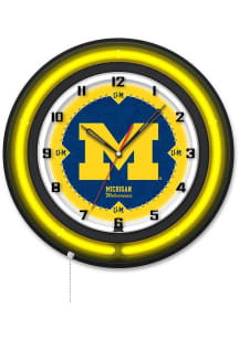 Black Michigan Wolverines 19in Neon Wall Clock