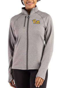 Womens Pitt Panthers Graphite Cutter and Buck Peshastin Long Sleeve Full Zip Jacket