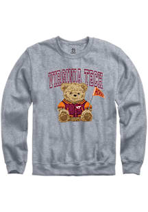 Summit Sportswear Virginia Tech Hokies Womens Grey Bear Necessities Crew Sweatshirt