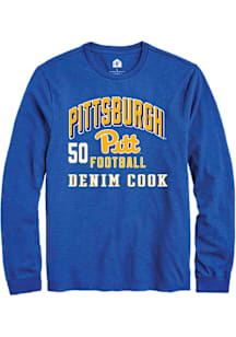 Denim Cook Pitt Panthers Blue Football NIL Arch Logo Long Sleeve Player T Shirt