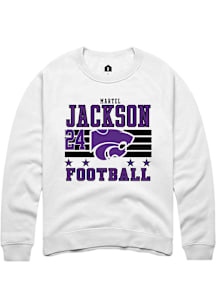 Martel Jackson K-State Wildcats Mens White Football NIL Striped Player Crew