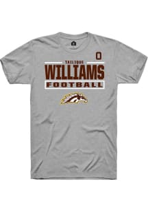 Tailique Williams Rally Mens Grey Western Michigan Broncos NIL Stacked Box Player T Shirt