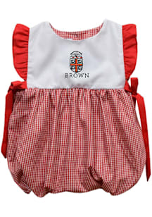 Vive La Fete Brown Bears Baby Girls Red Gingham Bubble Short Sleeve Dress