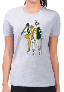 4Her Oakland Athletics Womens Grey Baseball Girls Design Short Sleeve T-Shirt