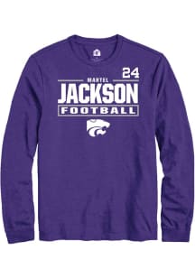 Martel Jackson Mens Purple K-State Wildcats NIL Stacked Box Long Sleeve Player T Shirt